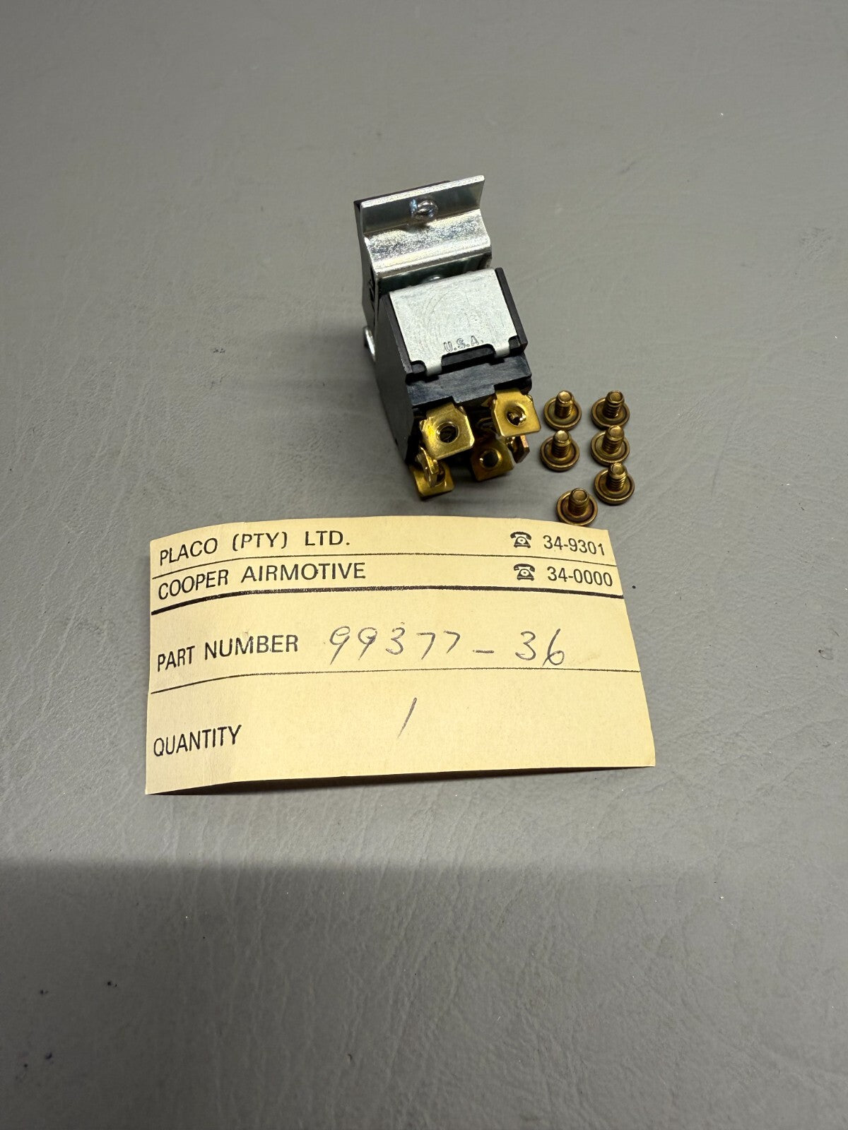 Piper Heat Fan Switch Assy P/N 99377-036
