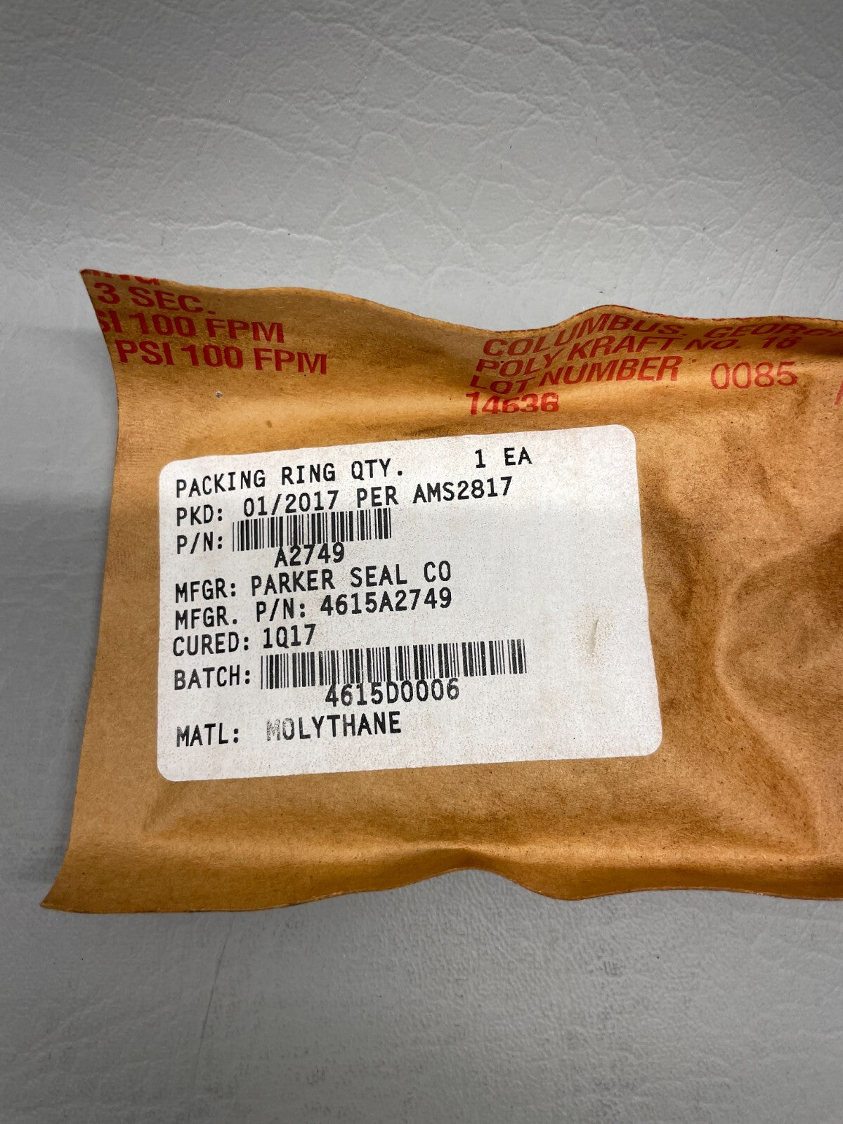 Aviation Packing Ring P/N 4615A2749 (NEW)