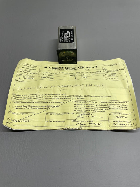 Edo Aire Oil Temp Indicator with 8130 P/N 169AU-910-8BWL