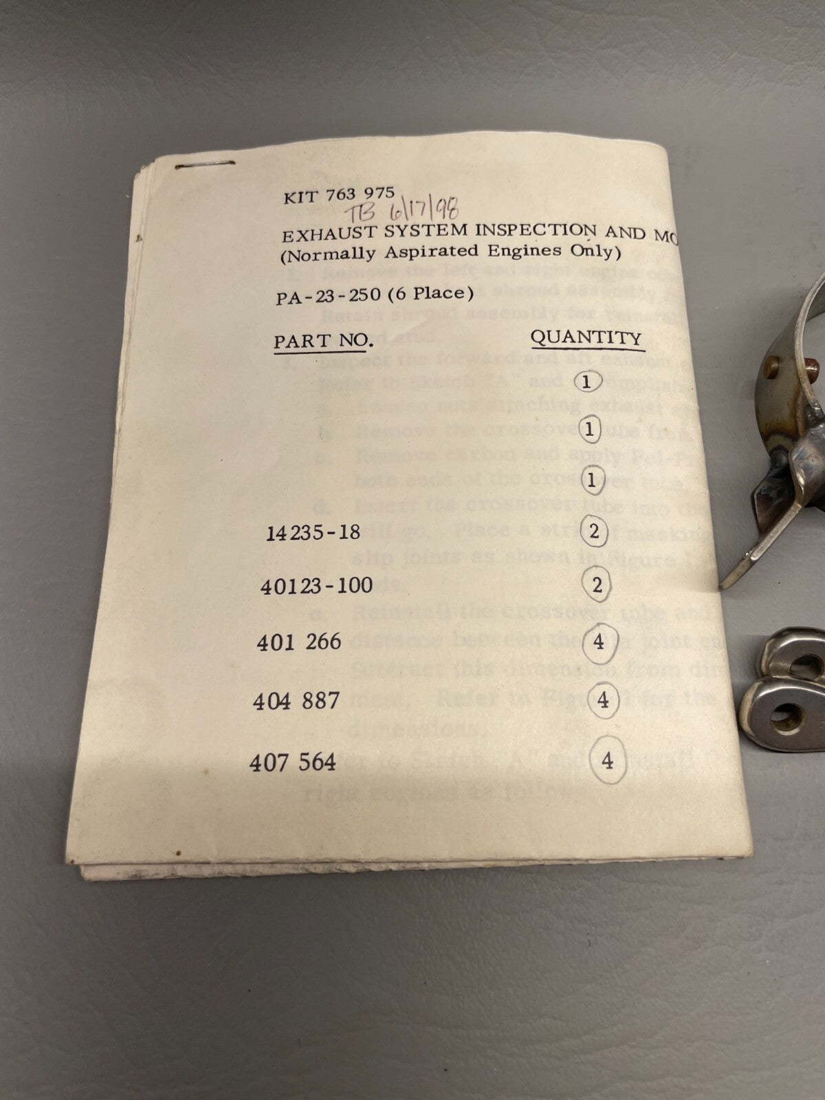 Piper PA-23 Exhaust Kit 763-975