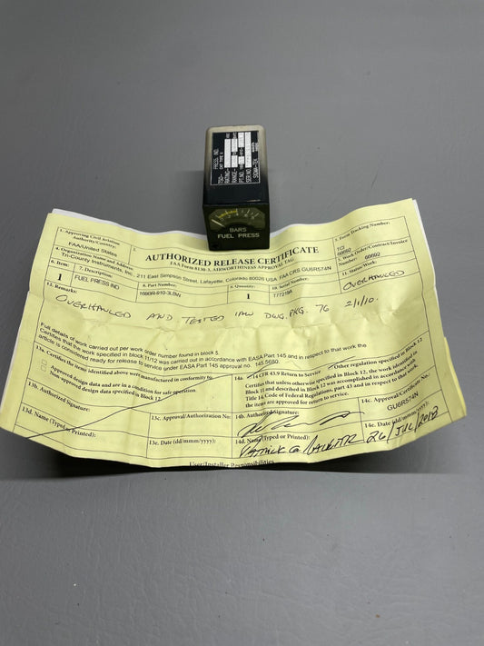 Sigma Tek Fuel Pressure Indicator with 8130 P/N 169BR-910-3LBW