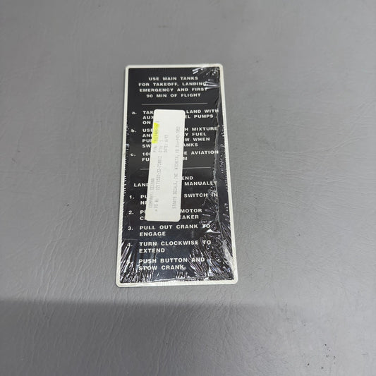 5119408-16 Cessna Main Gear Ret Std Placard