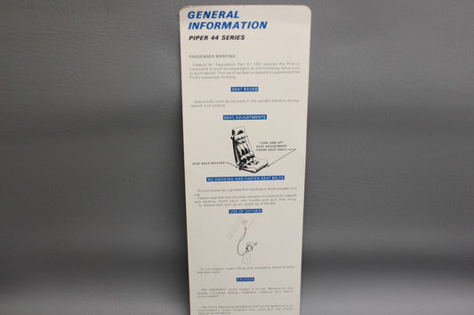 36735-002 Piper PA-44 Passenger Briefing Card