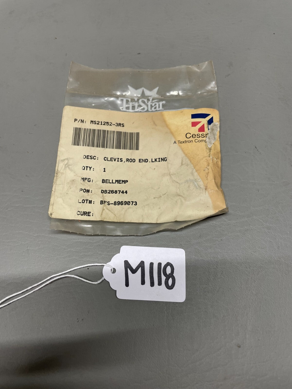 Cessna Rod End Clevis P/N MS21252-3RS