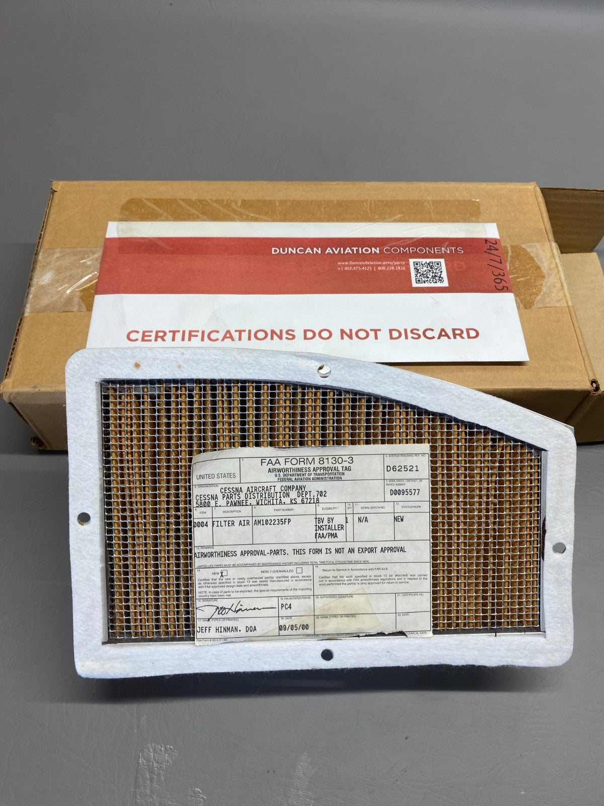 AM102235FP Duncan Air Filter with 8130