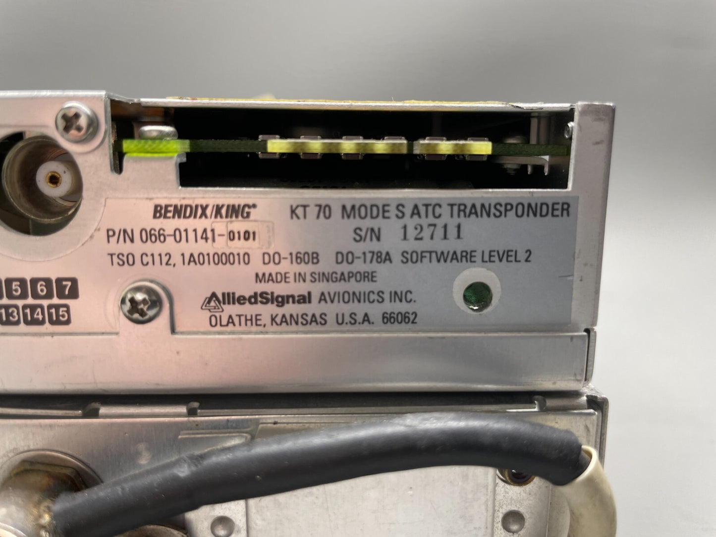 Bendix King KT-70 Mode S ATC Transponder with Tray P/N 066-01141-0101