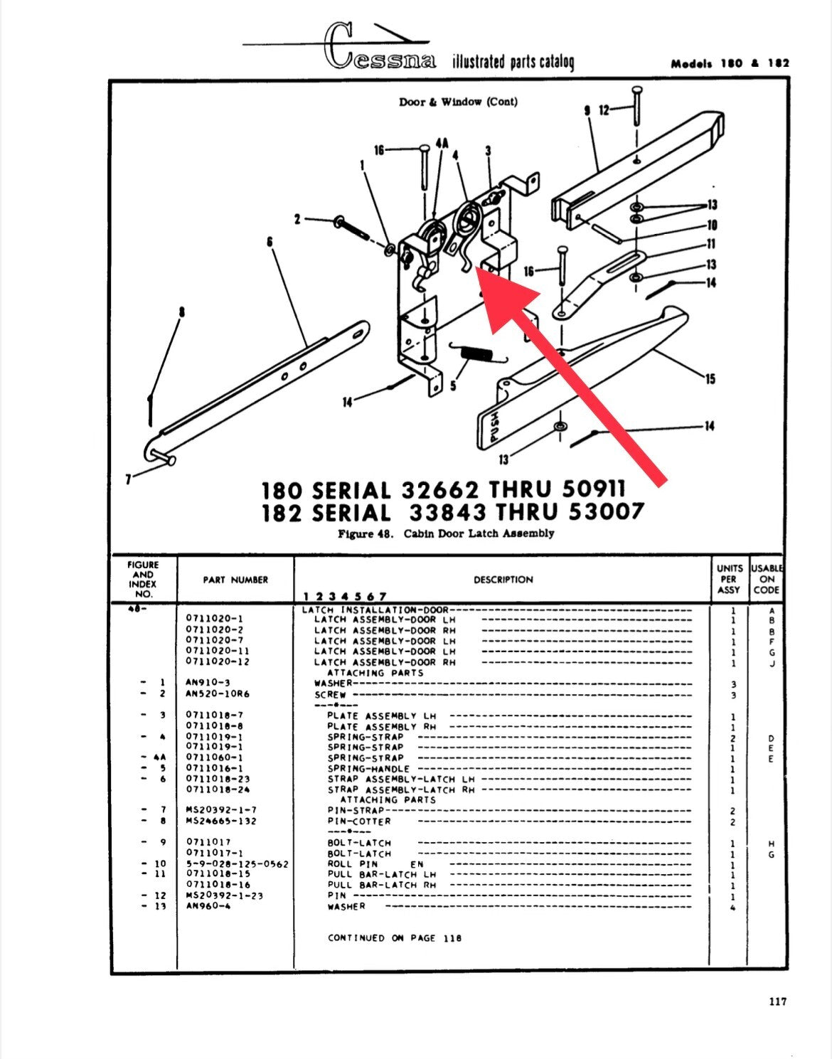 Cessna 180/182 Door Latch Spring P/N 0711019-1 (NEW)