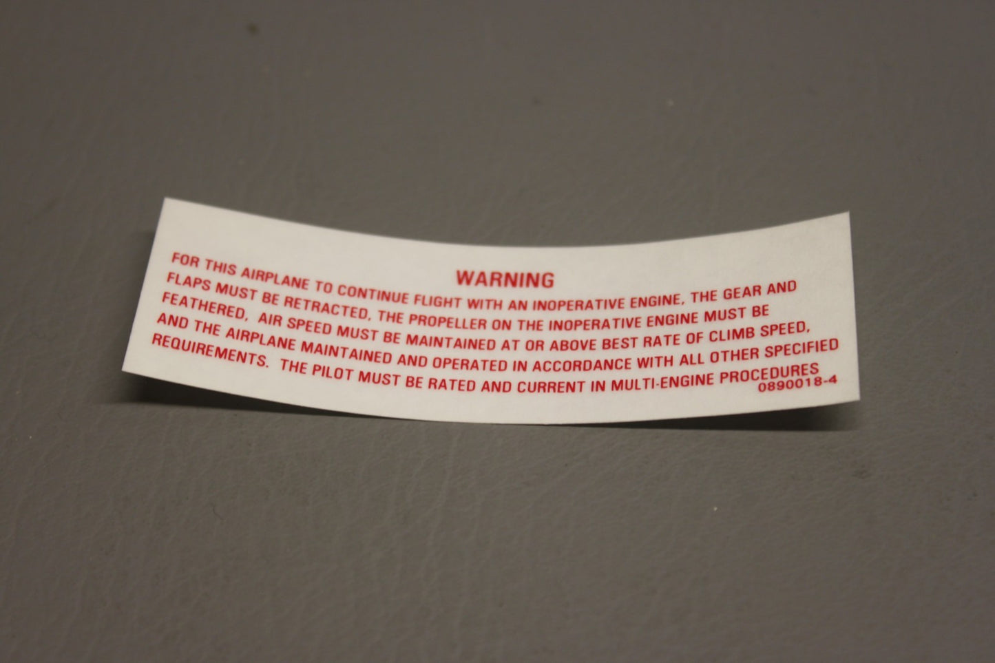 0890018-4 Cessna Placard