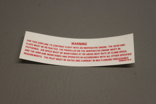 0890018-4 Cessna Placard