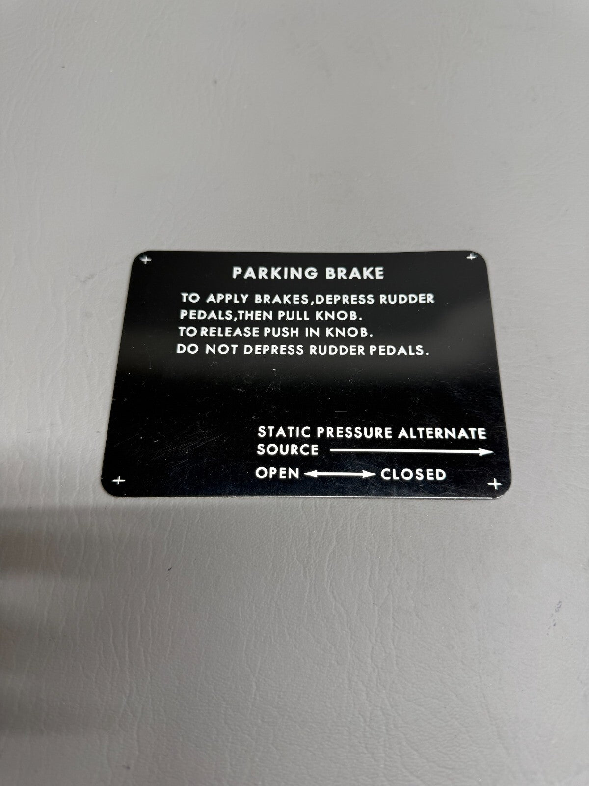 Cessna Parking Brake Placard P/N 5015034-2