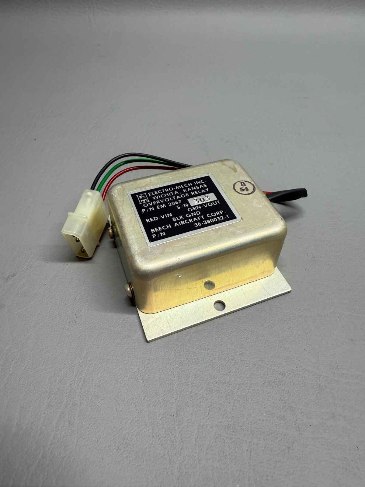 Beechcraft Bonanza Overvoltage Relay P/N 36-380032-1, EM-2067