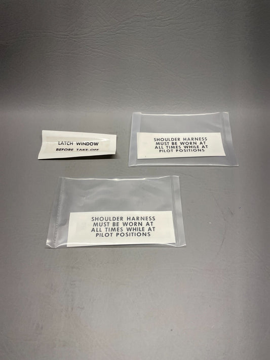 Beechcraft Cessna Shoulder Harness and Latch Window Decals P/N 102-530045-1