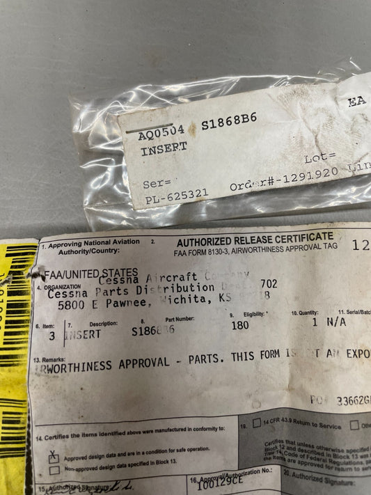 Cessna Insert P/N S1868B6 (NEW)