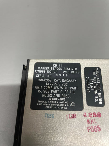 King KR-21 Marker Beacon P/N 066-1021-01