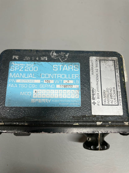 Sperry Autopilot Manual Controller SPZ200 P/N 4011049-901 