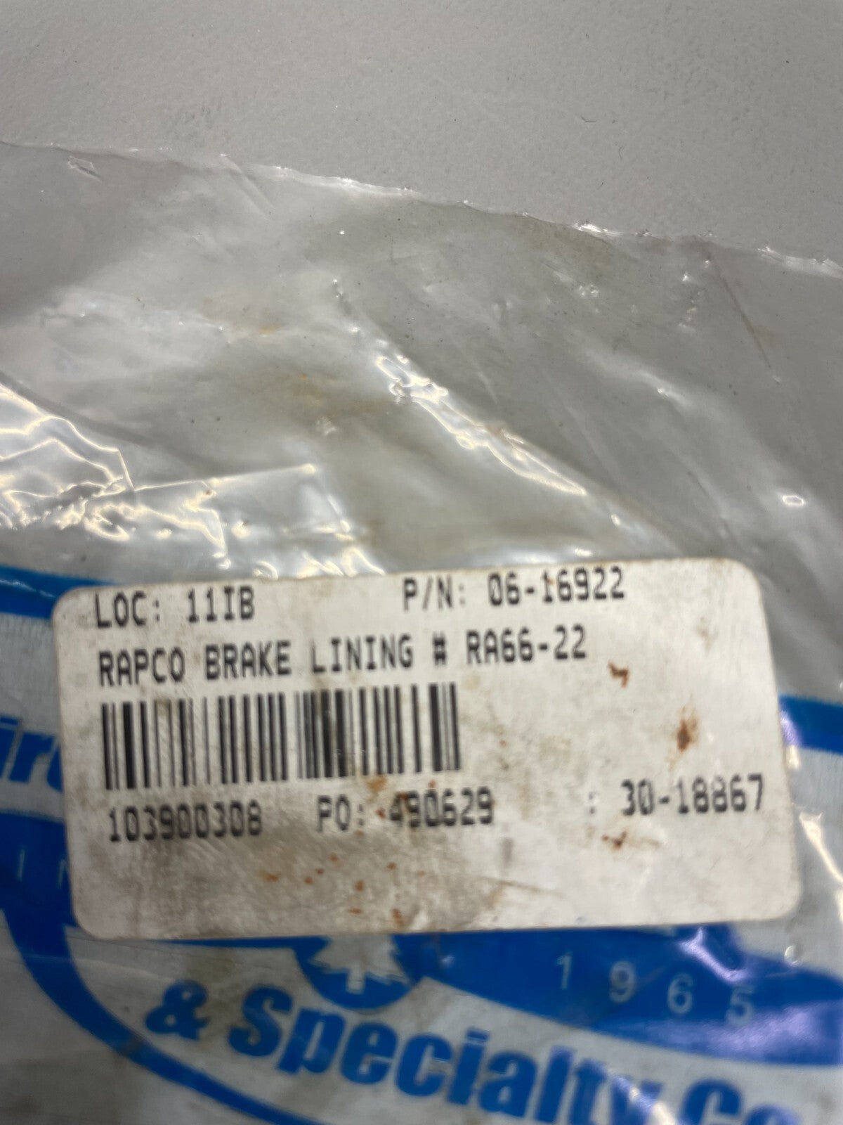 Rapco Brake Lining P/N 06-16922 RA066-0220