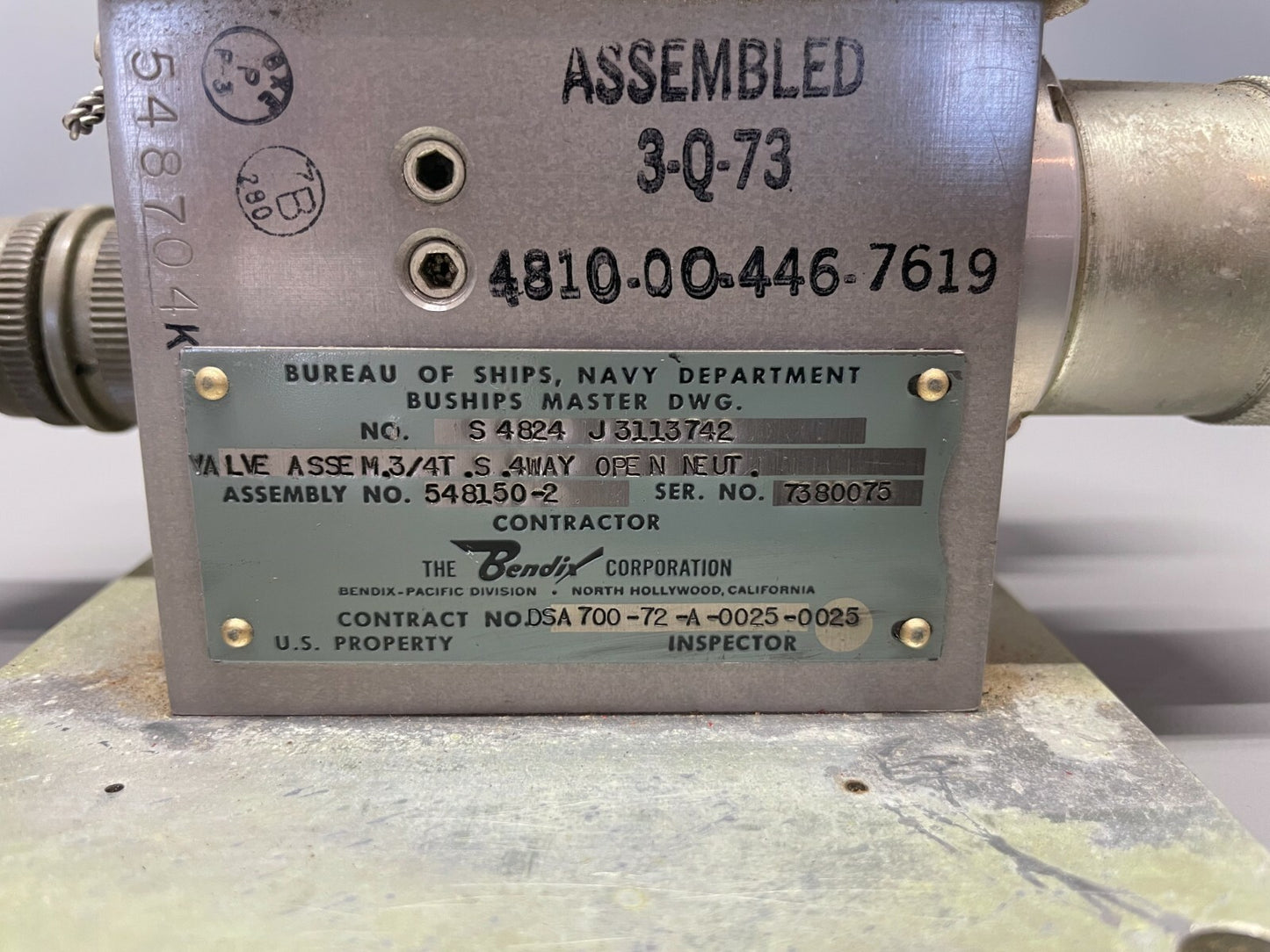 Bendix Hydraulic Valve Assy P/N 548150-2