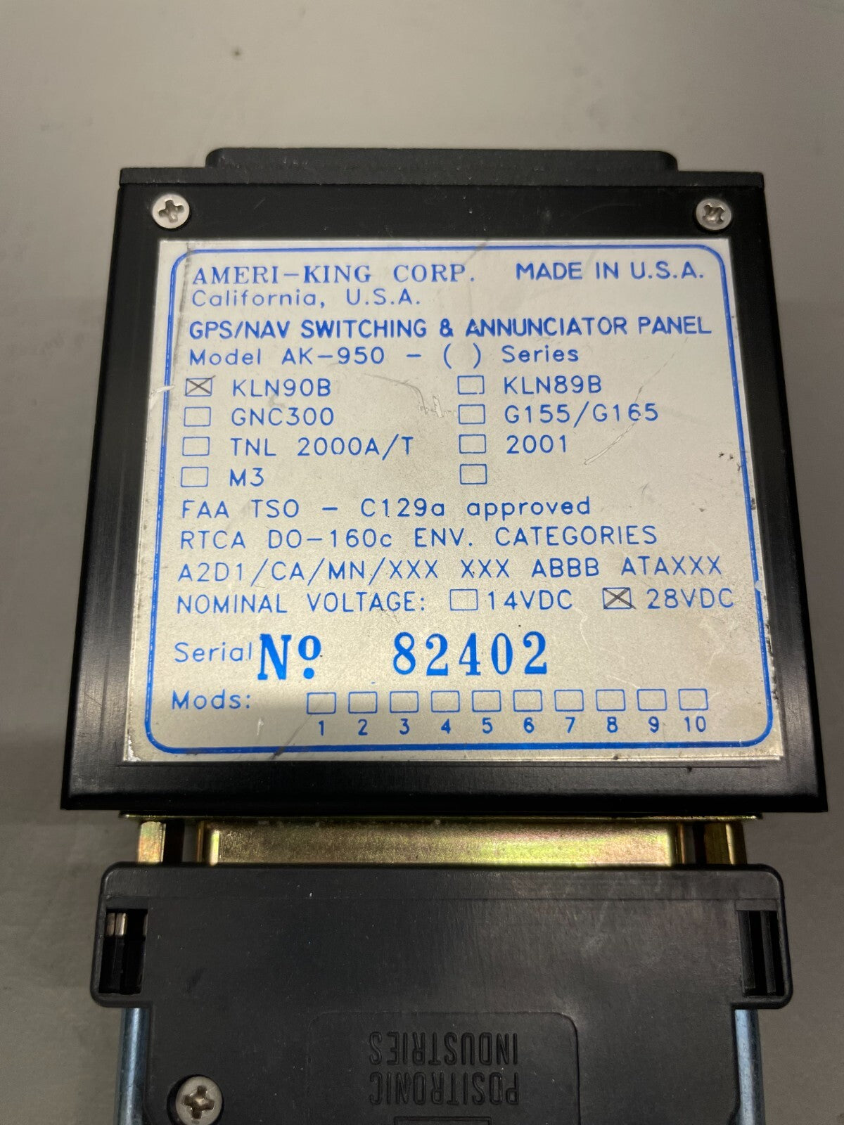 Ameri-King GPS Nav Switching and Annunciator Panel P/N AK-950