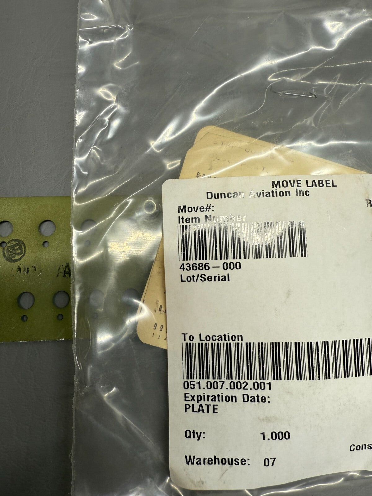 Piper Aircraft Plate P/N 43686-000