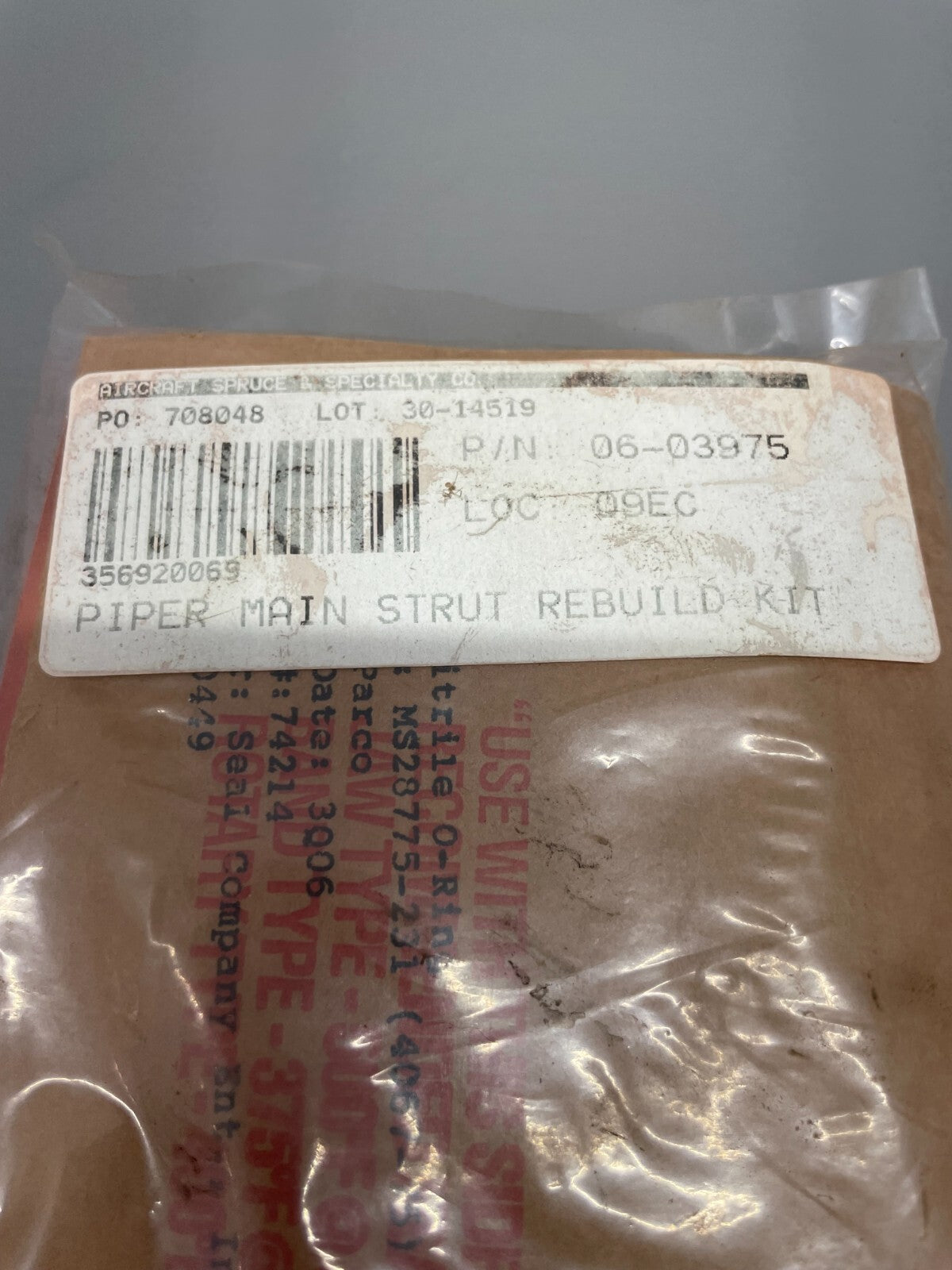 Piper Main Strut Rebuild Kit P/N 06-03975