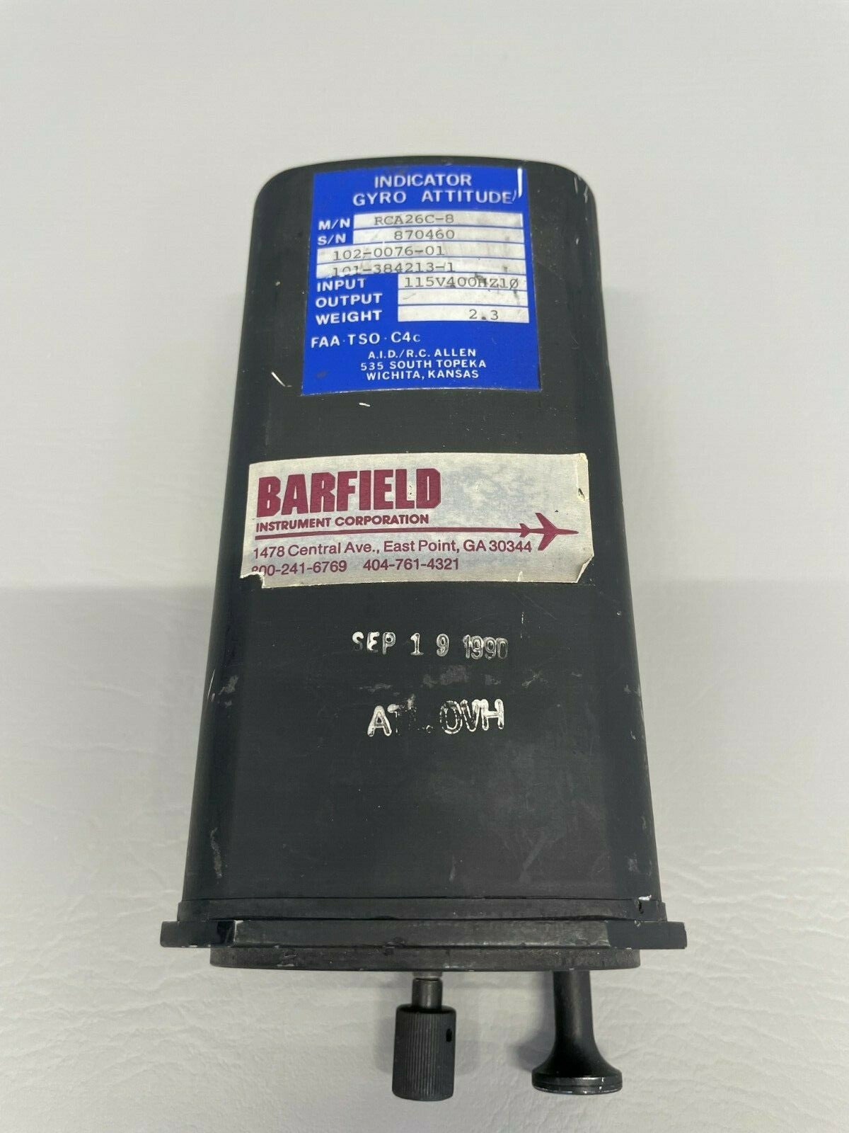 Beechcraft Attitude Indicator RCA26C-8 P/N 102-0076-01