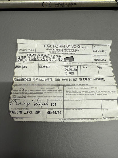 5025018-1 Cessna 310 Aileron Push/Pull Rod Assy