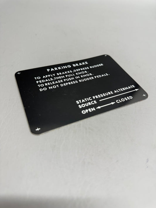 Cessna Parking Brake Placard P/N 5015034-2
