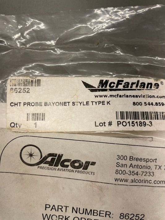 ALCOR BY TEMPEST CHT TYPE K THERMOCOUPLE BAYONET REVERSE STAGGER P/N 86252 (NEW)