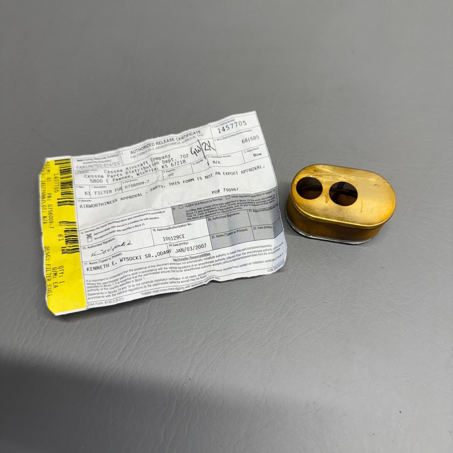 0756009-7 Cessna Fuel Filter With 8130