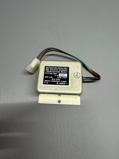 Beechcraft Bonanza Overvoltage Relay P/N 36-380032-1, EM-2067
