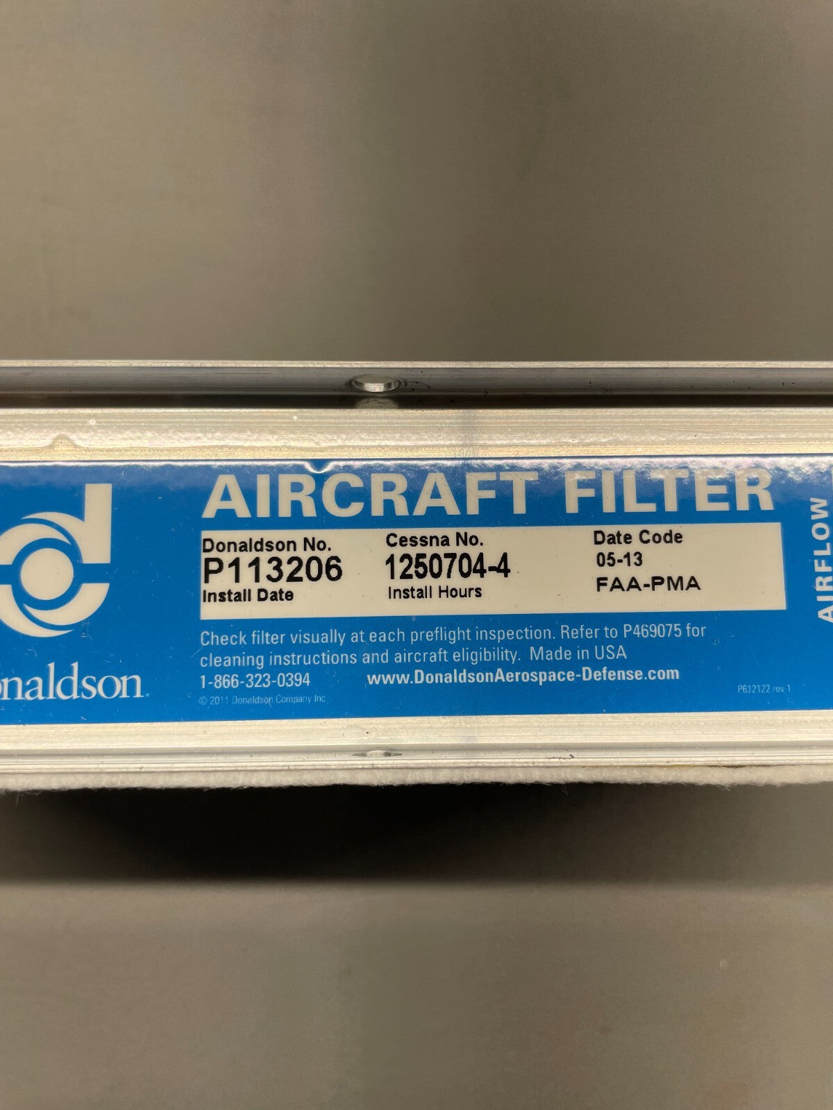 Cessna 210 Air Filter P/N 1250704-4, P113206 (NEW)