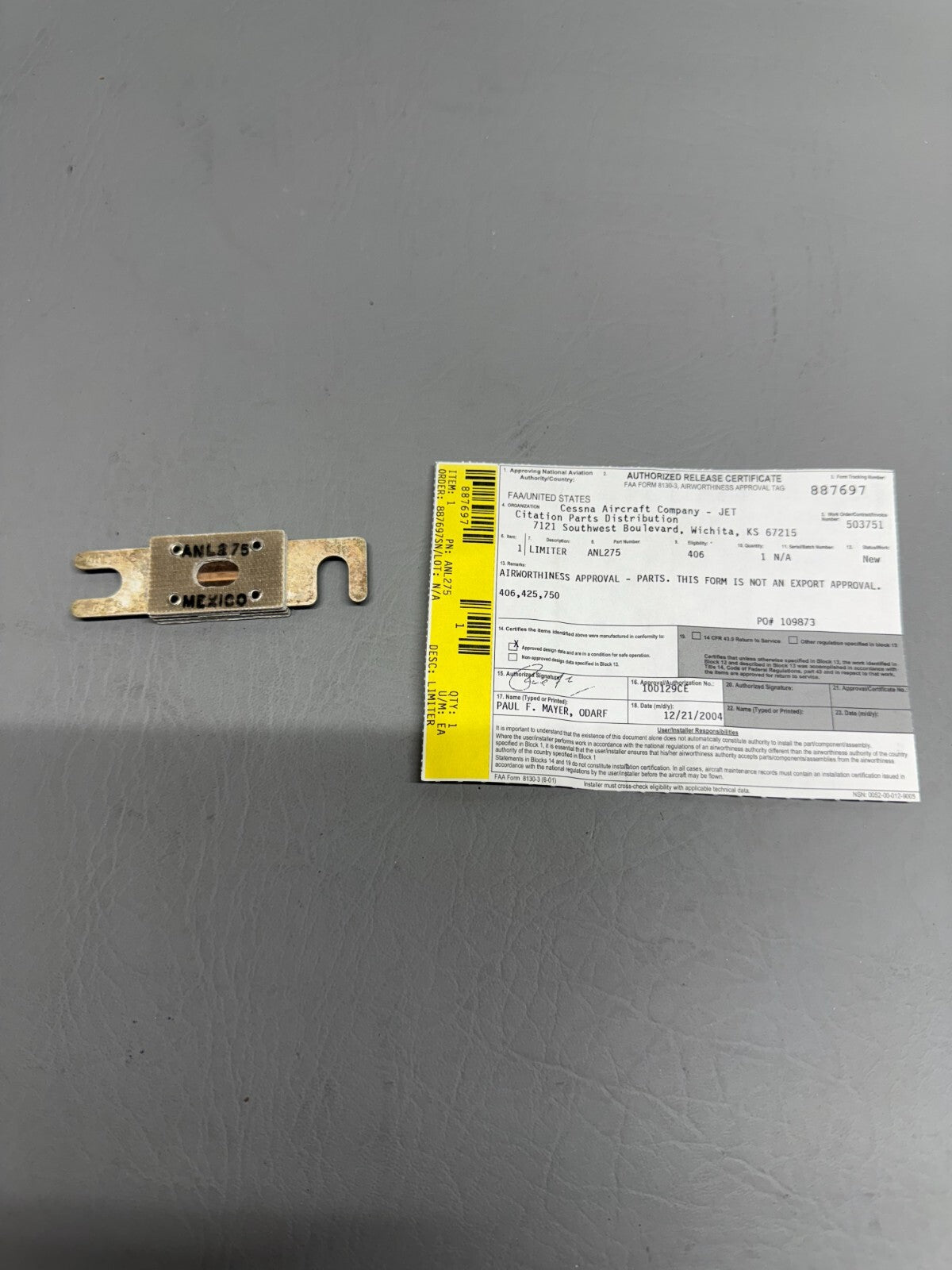 Cessna Limiter New with 8130 P/N ANL275