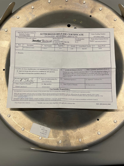 Beechcraft King Air Hartzell Prop Spinner Bulkhead Assy P/N C-3064-4 (NEW)