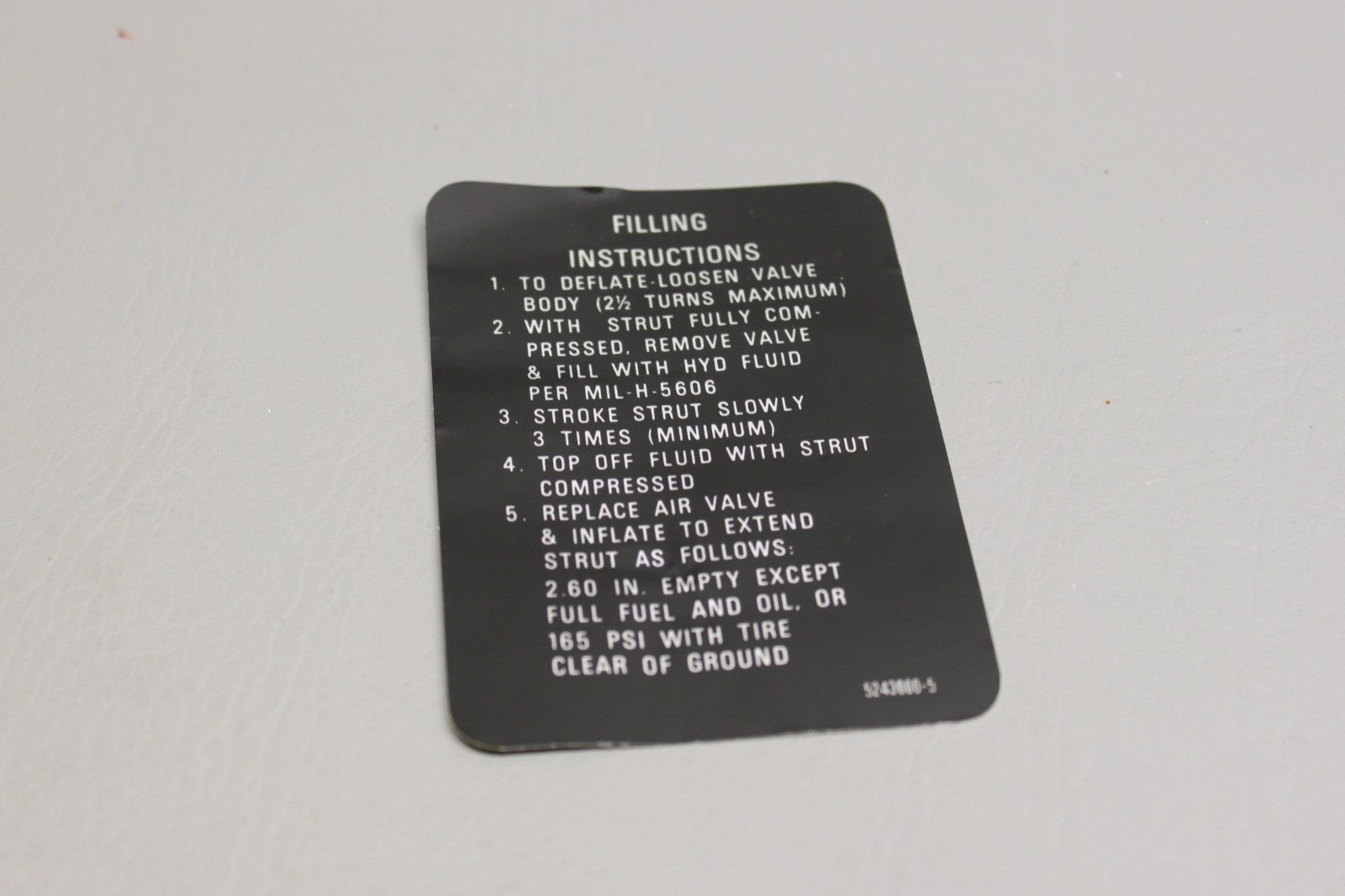 5243000-5 Cessna Placard