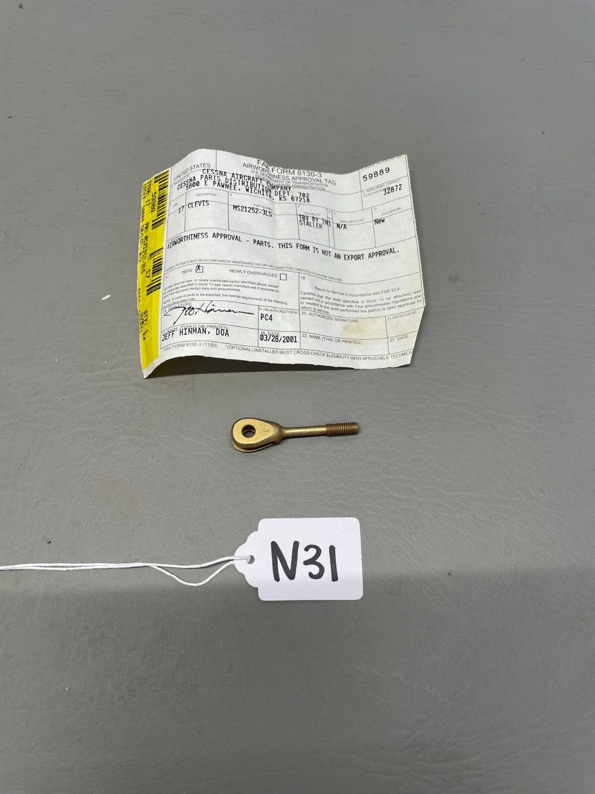 Cessna Clevis P/N MS21252-3LS (NEW)