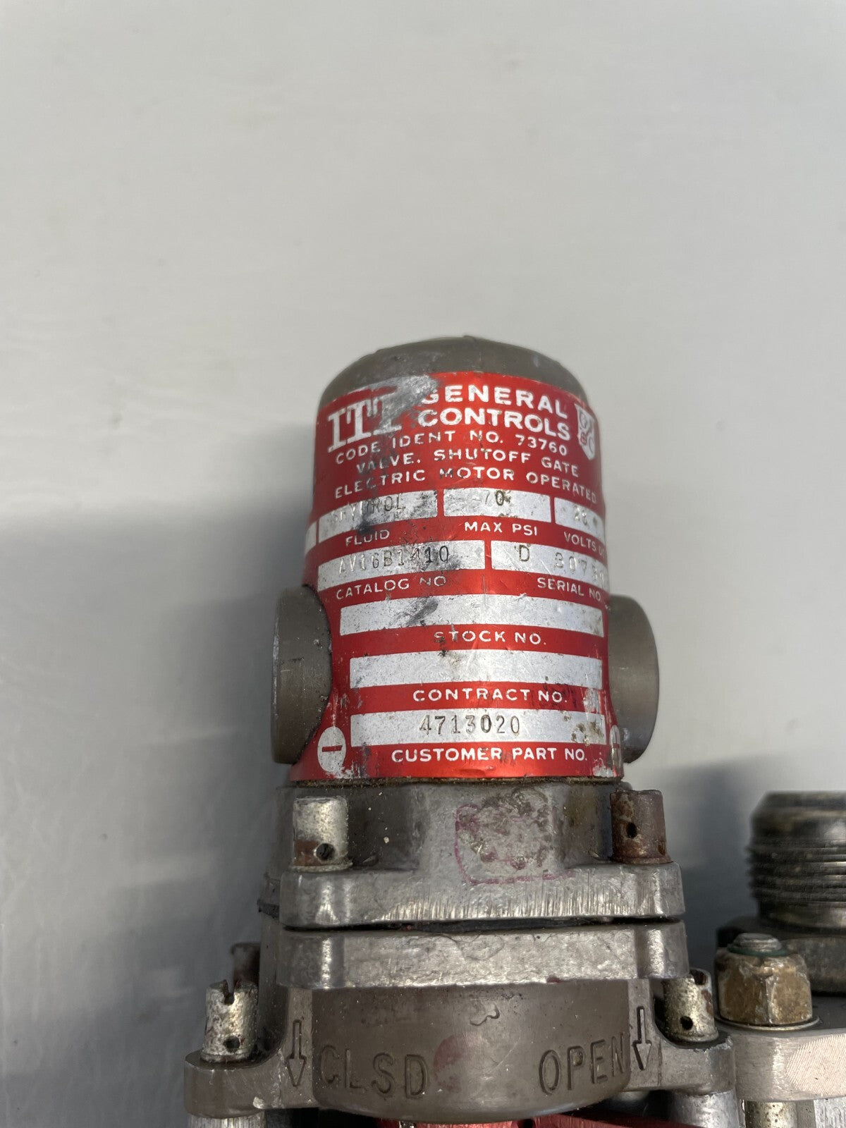 ITT Aerospace Controls Shut Off Gate Valve 28V P/N AV16B1410