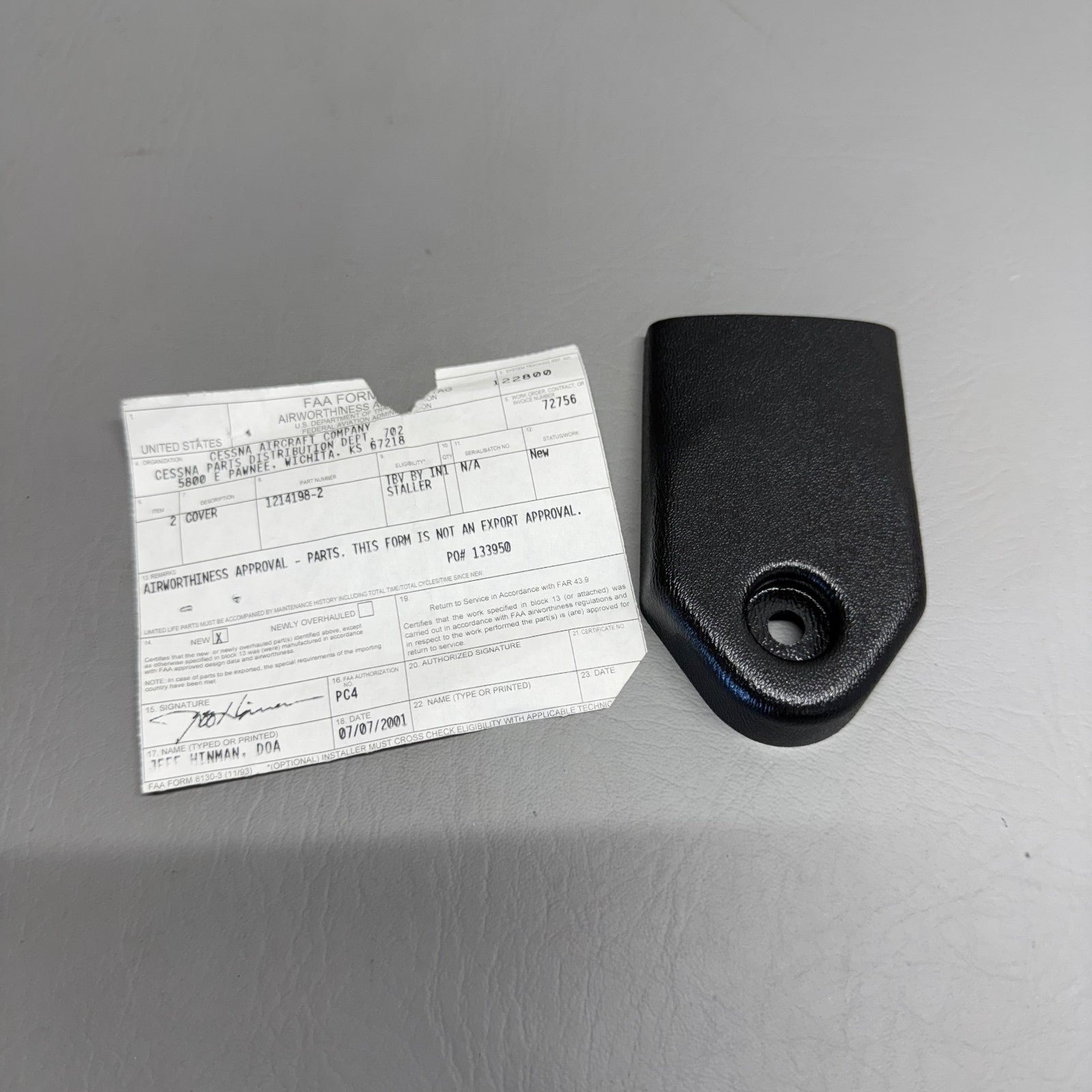 1214198-2 Cessna Seat Belt Cover with 8130