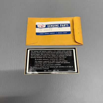 2105015-5 Cessna Placard