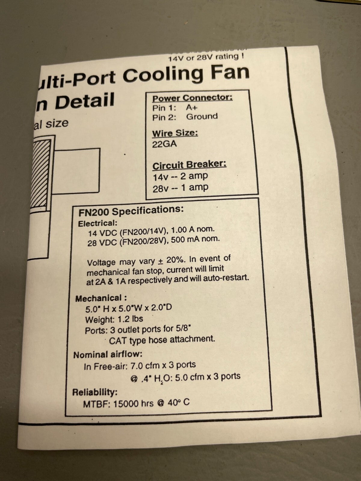 FN-200 Avionics Cooling Fan  (NEW)