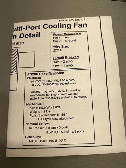 FN-200 Avionics Cooling Fan  (NEW)