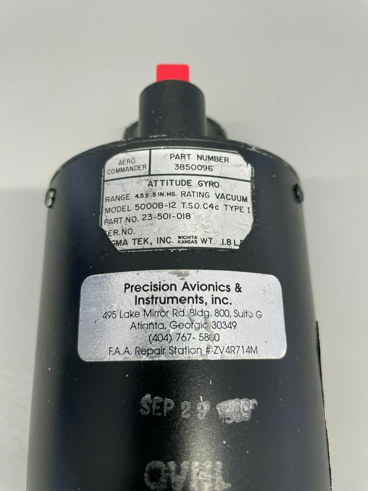 Sigma Tek 5000B-12 Attitude Gyro P/N 3850096