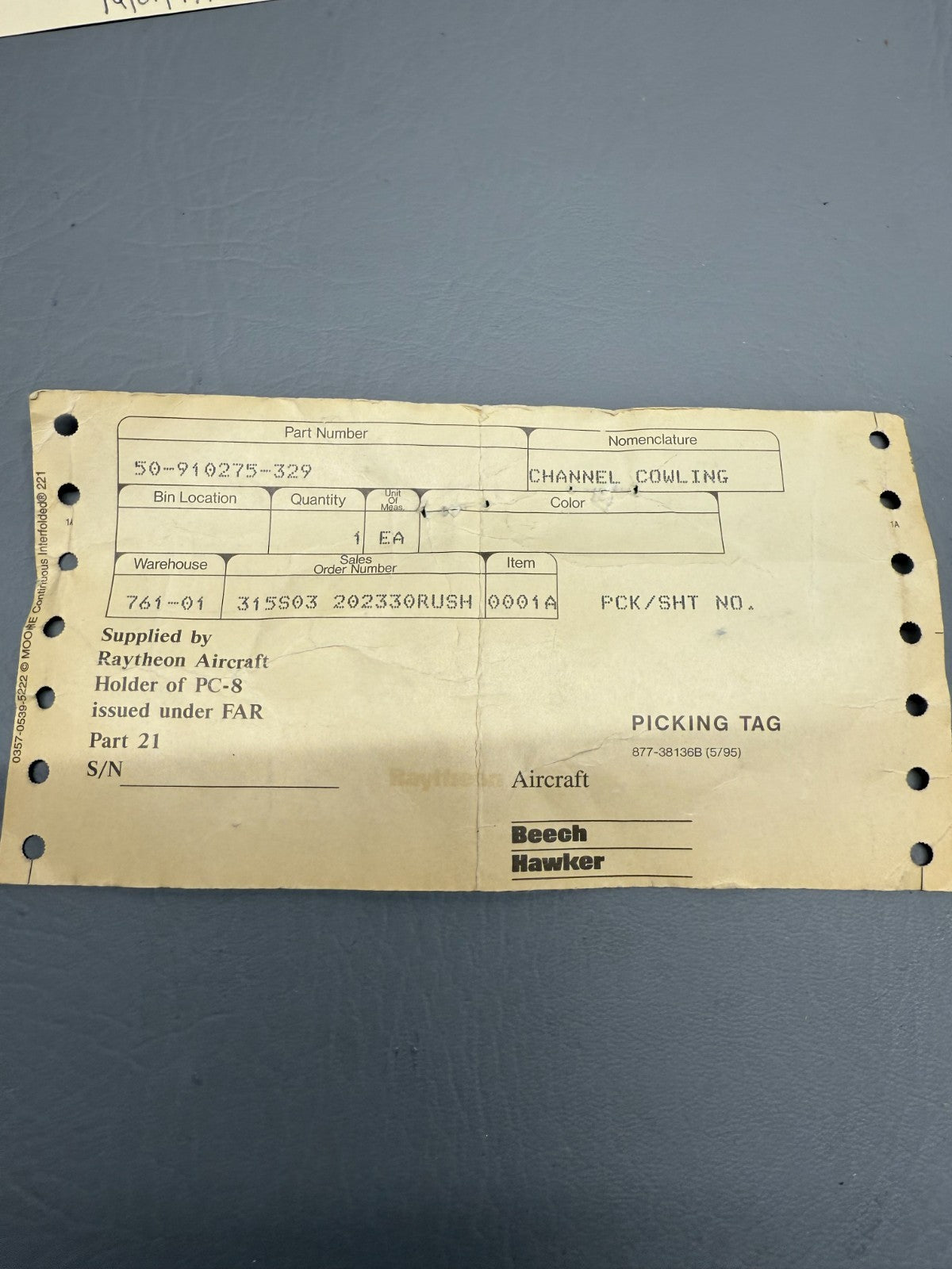 50-910275-329 Beechcraft King Air Cowling Aft Channel