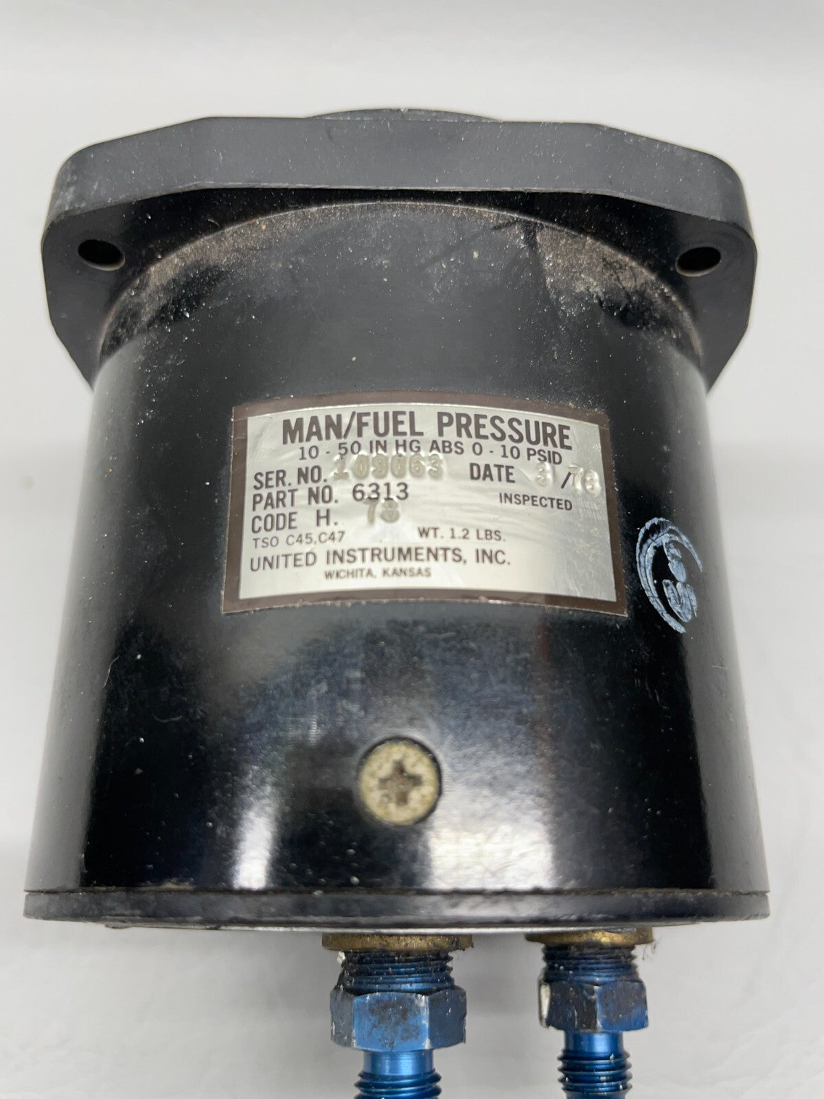 United Instruments Manifold-Fuel Pressure Indicator P/N 6313