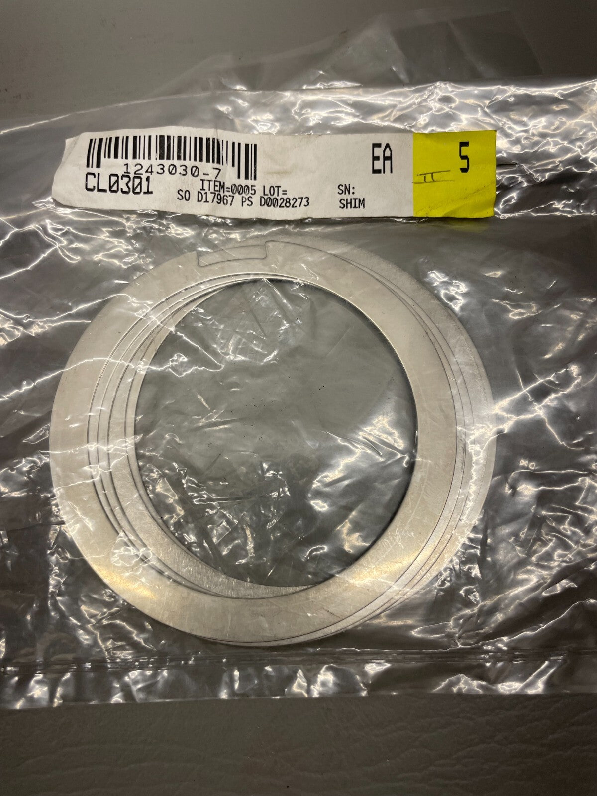 Cessna Nose Strut Shim .020 P/N 1243030-7 (PACK OF 5)  (NEW)