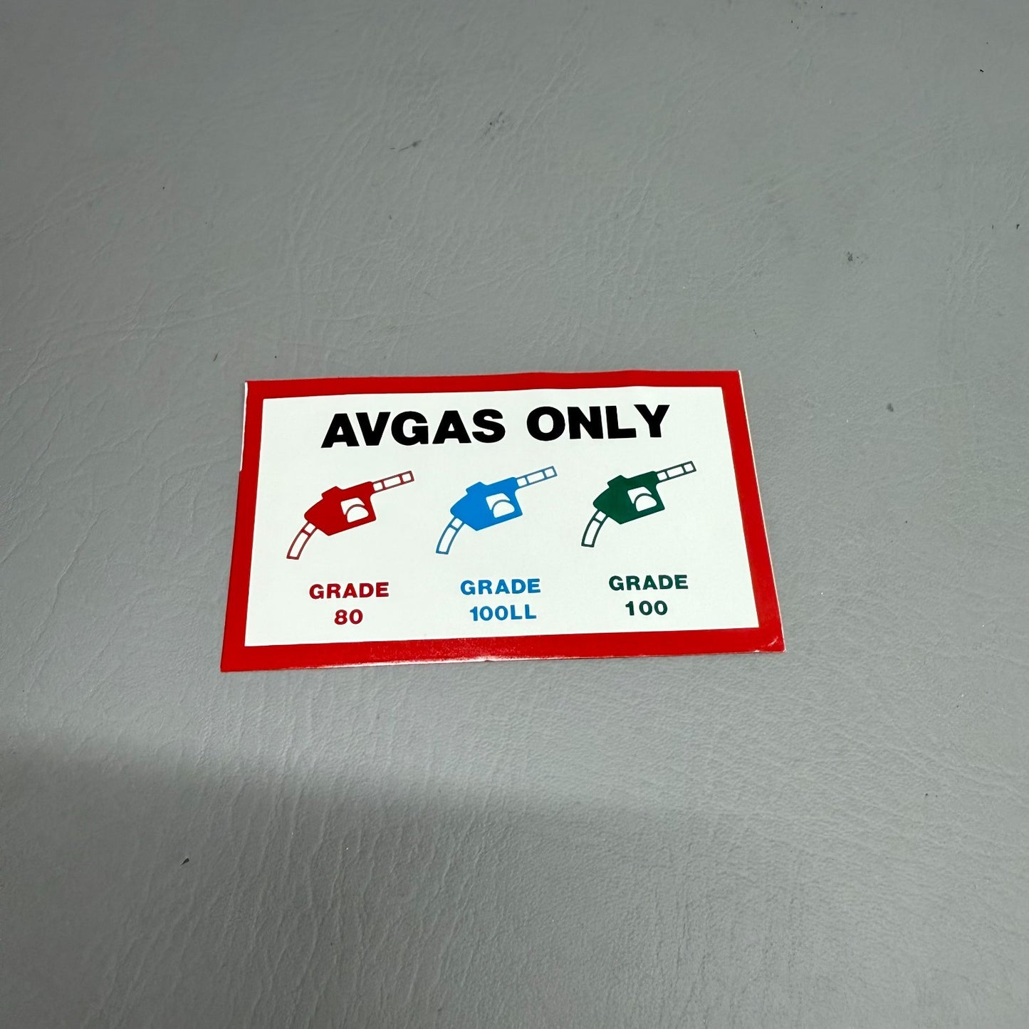 456-681 Piper Avgas Only Placard