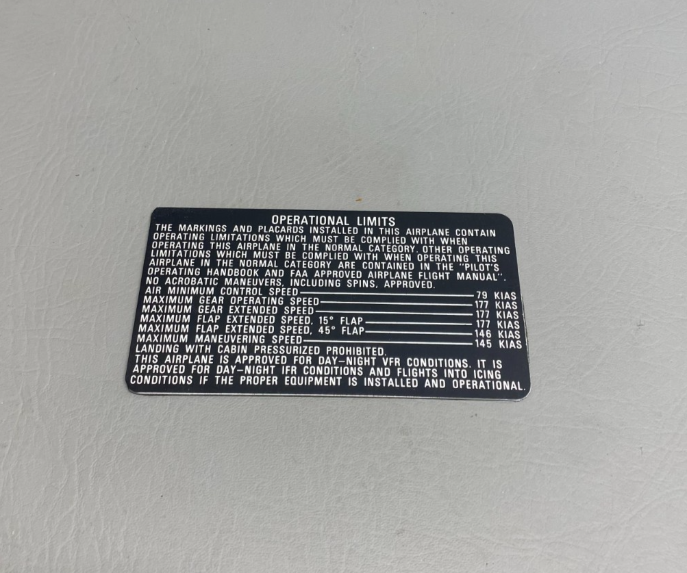 5600181-10 Cessna Placard