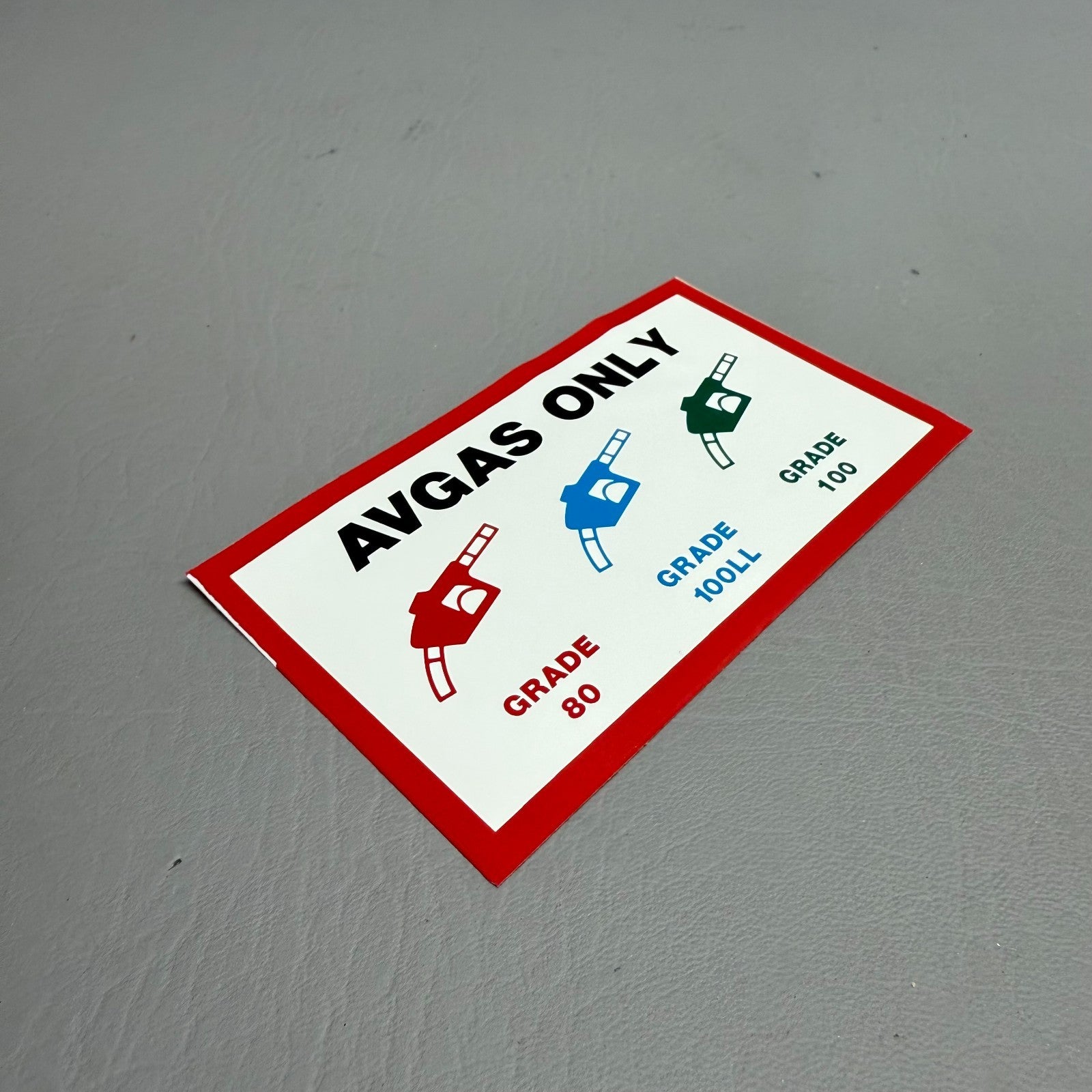 456-681 Piper Avgas Only Placard