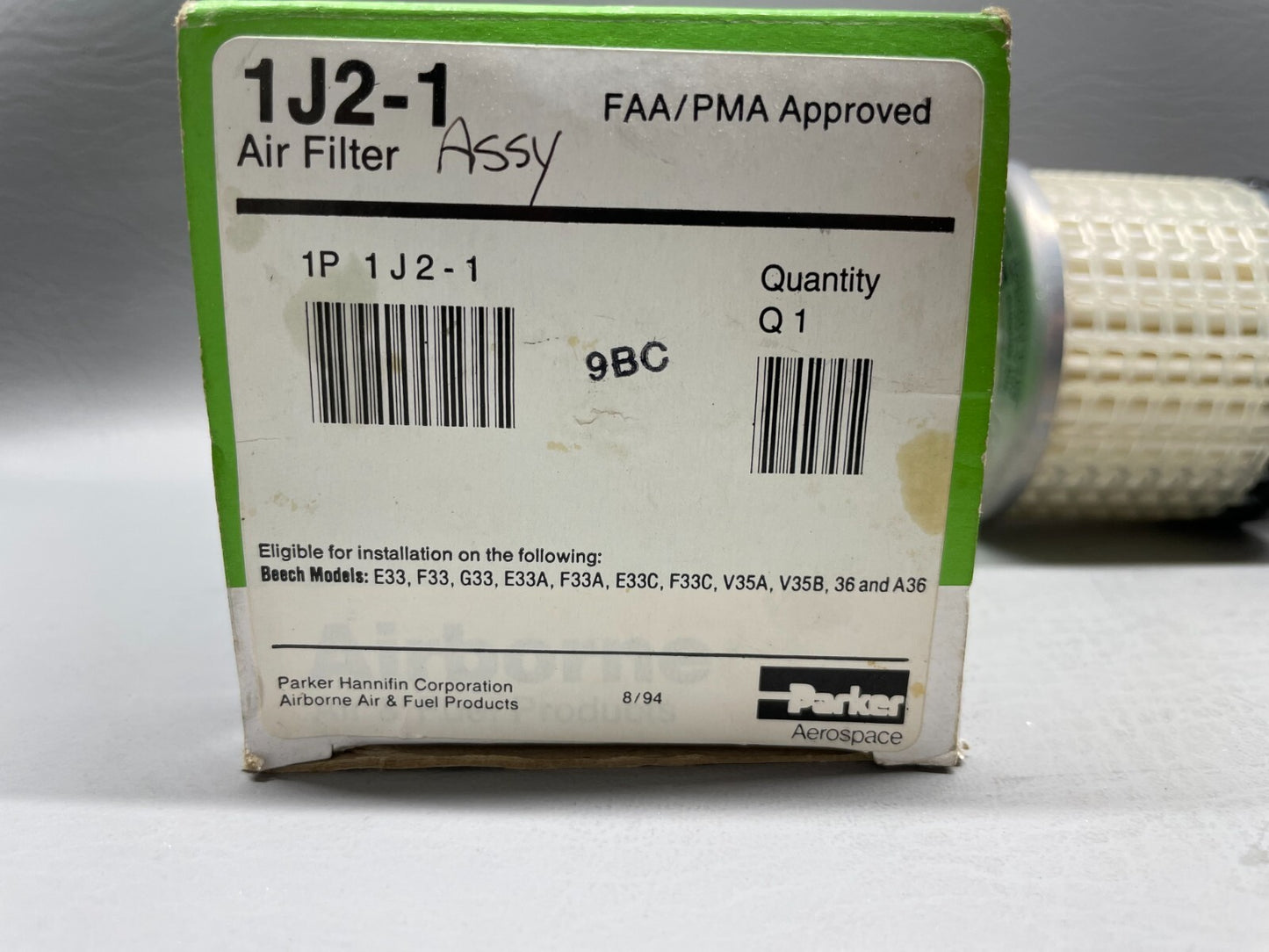 Parker Aerospace Aircraft Air Filter P/N 1J2-1