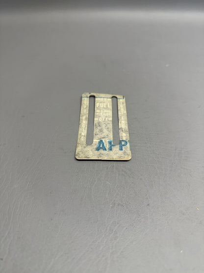 Piper Fuel Placard P/N 582-564 69669-099