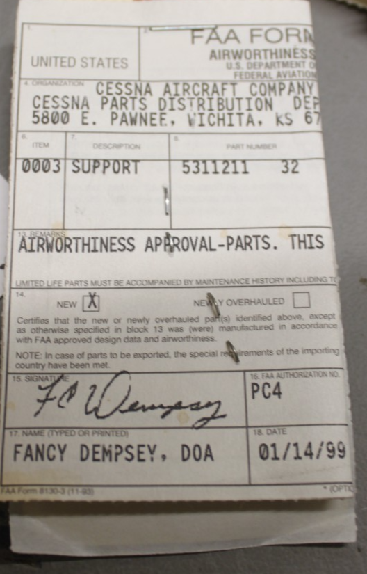 5311211-32 Cessna 300/400 Cabin Door Support